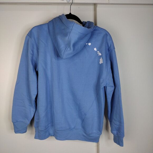 Sweatshirt Zip Up Hoodie Hawaii Logo Design Light Blue Womens Size S Ba Ba - Picture 4 of 6